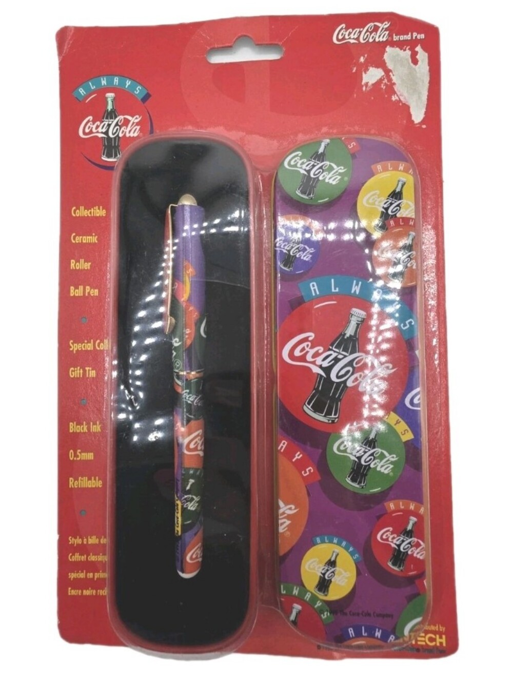 Vintage 1996 Coca Cola Ceramic Roller Ball Pen w/ Case 0.5mm Pentech Collectable